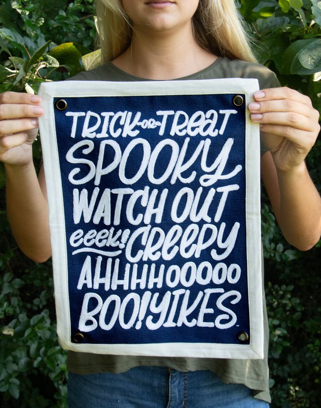 Boo! Halloween Embroidered Canvas Banner, 1 of 5