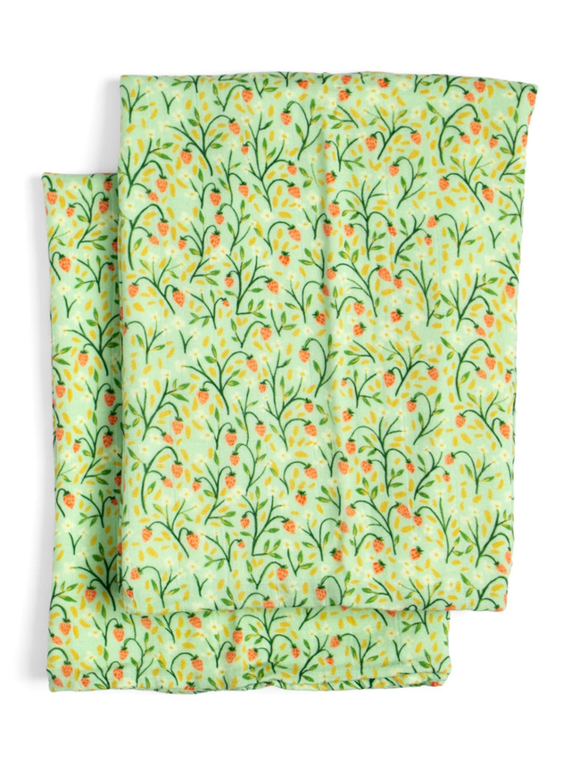 Strawberry Meadow Baby Burp Cloths – Muslin Set of 2, 1 of 2