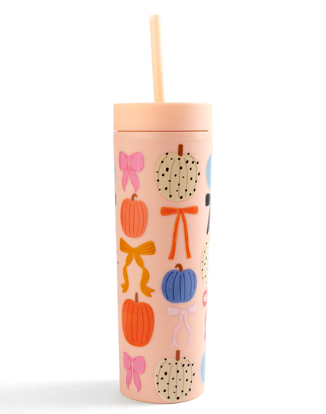Fall Pumpkins & Coquette Bows Acrylic Skinny Tumbler, 2 of 5