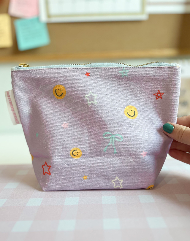 Smiley Faces & Coquette Bows Canvas Pouch, 2 of 2