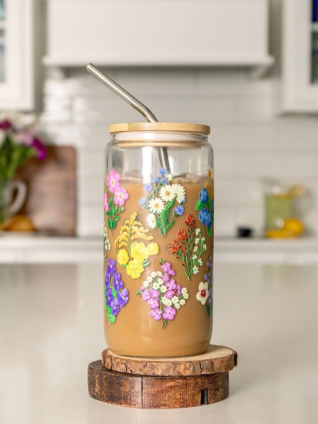 Vintage Blooms Floral 16oz Glass Can, 2 of 4