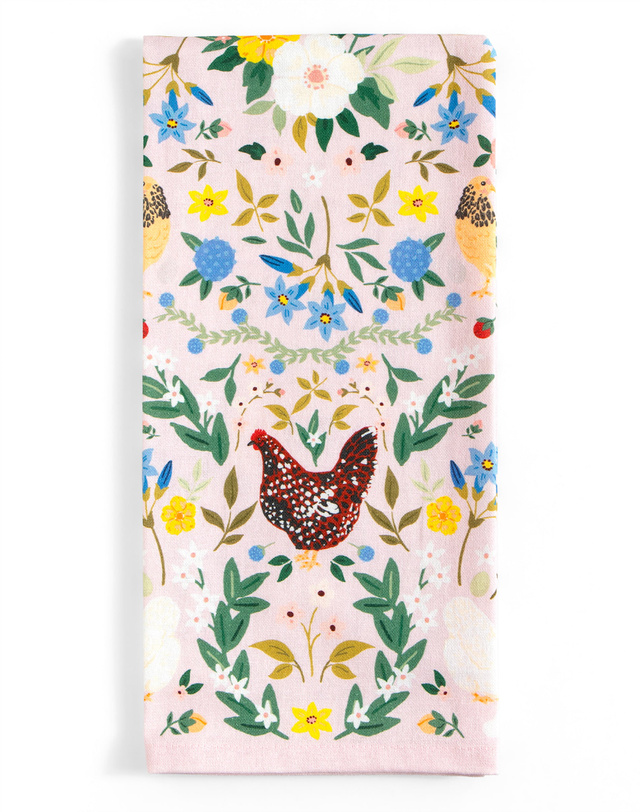 Chickens & Flowers Tea Towel, 1 of 7