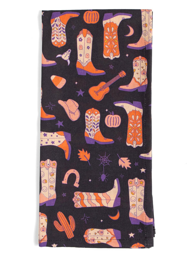 Halloween Western Cowgirl Boots Tea Towel, 1 of 2