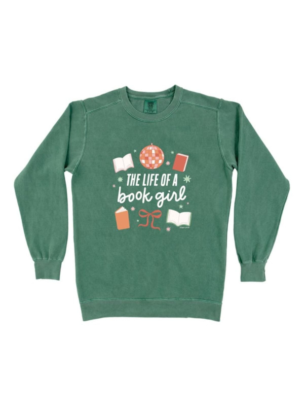 Life of a Book Girl Sweatshirt - Light Green, 3 of 3