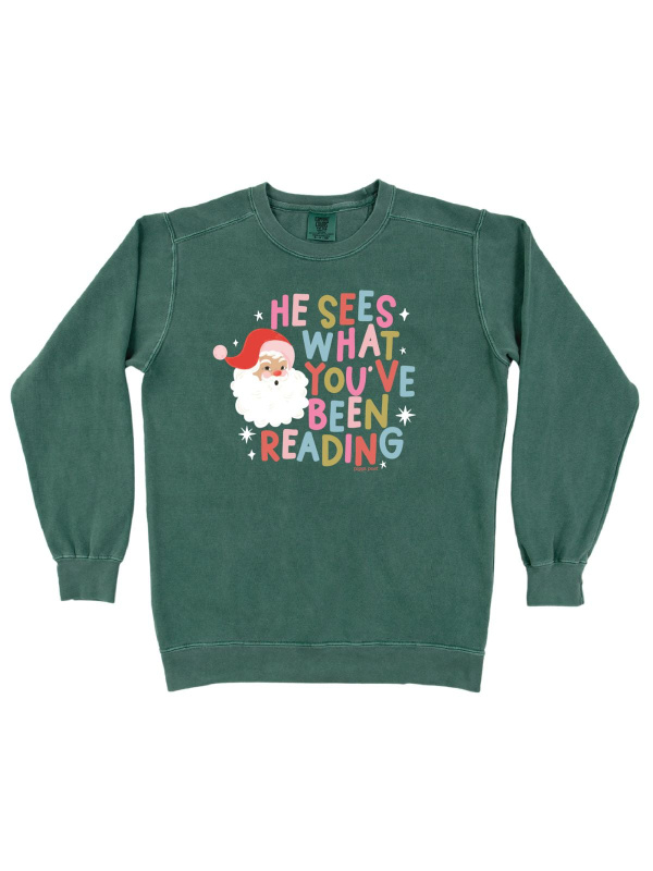 Santa What You've Been Reading Christmas Sweatshirt - Blue Spruce, 4 of 4
