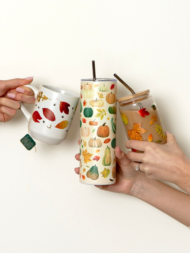 Fallen Leaves Autumn 16oz Glass Can, 3 of 4