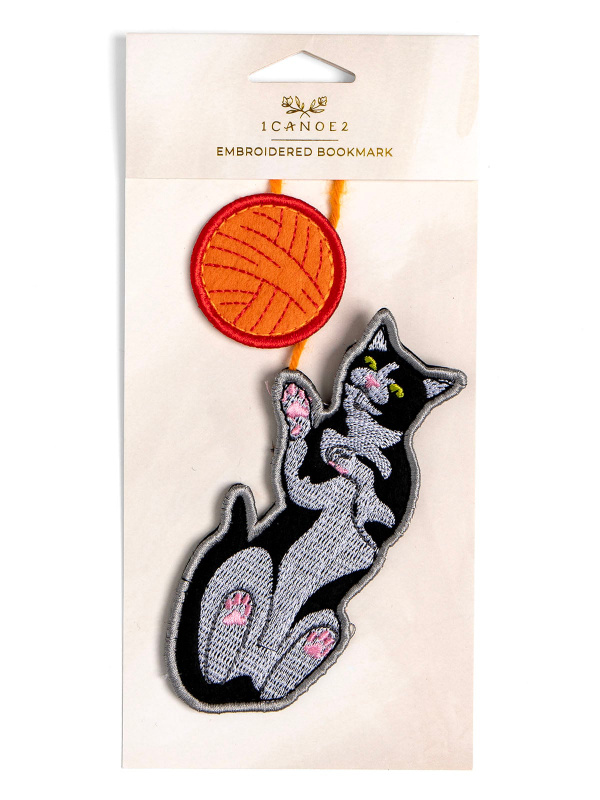 Feline Friends Cat & Yarn Embroidered Bookmark, 3 of 3