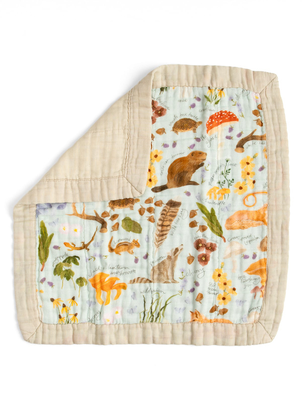 Flora & Fauna Baby Lovey Muslin Blanket, 1 of 2