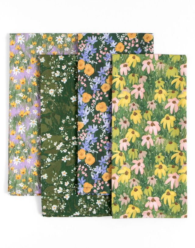 Painted Florals Kitchen Tea Towel Set, 4 of 5