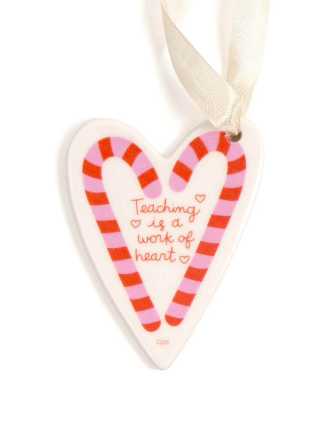 Teaching is a Work of Heart Candy Canes Christmas Ornament, 1 of 1