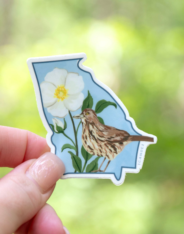 Birds & Blooms Georgia Decal Sticker, 1 of 5