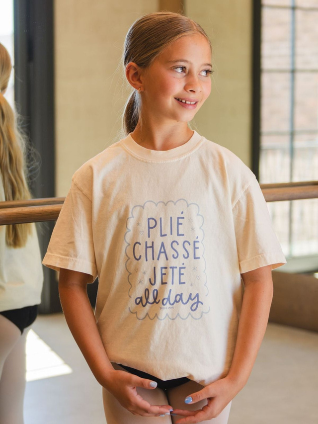 Plie Chasse Jete All Day Ballet Dance Tee - Ivory, 1 of 2