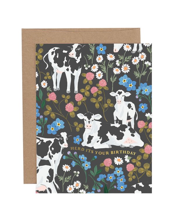 Herd It's Your Birthday Cow Greeting Card, 4 of 4