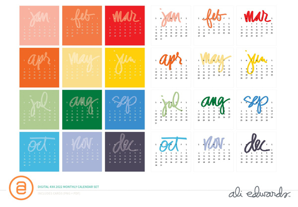 Digital 4×4 2022 Monthly Calendar Set, 1 of 1