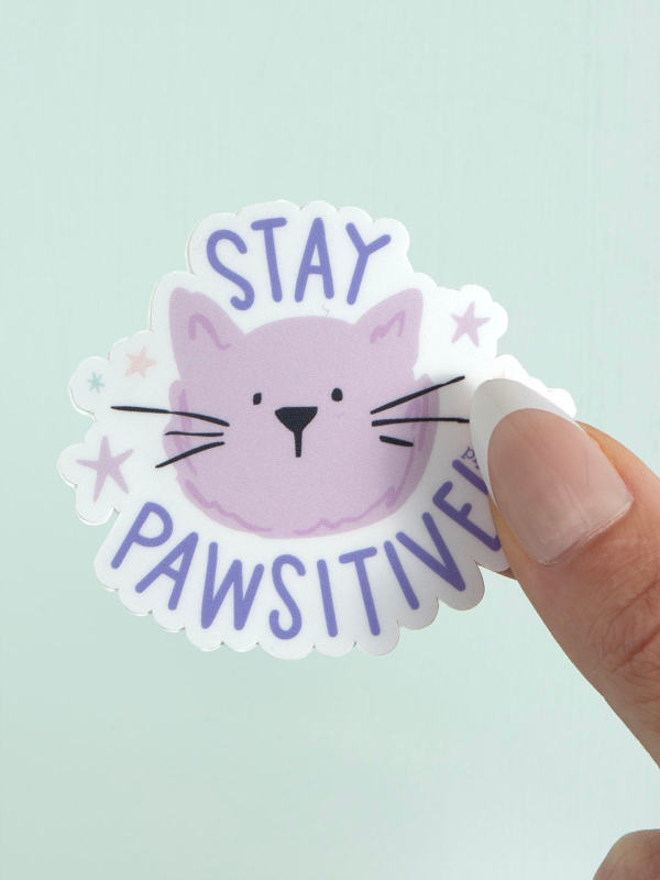 Stay Pawsitive Cat Decal Sticker, 3 of 4