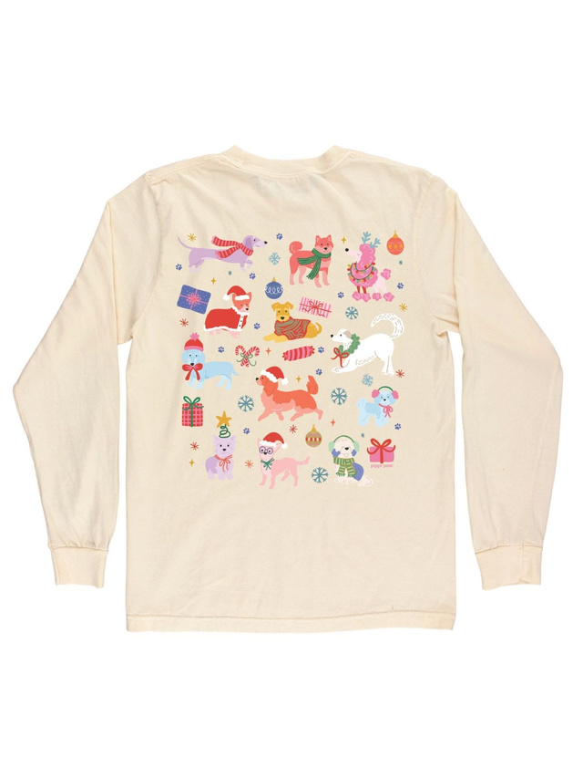 Christmas Dogs Long-Sleeve Tee - Ivory, 1 of 2