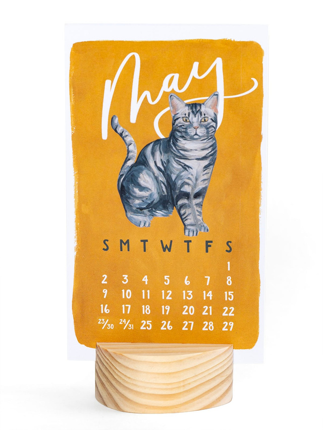 Feline Friends Cats 2027 Mini Desk Calendar + Wooden Block, 3 of 7