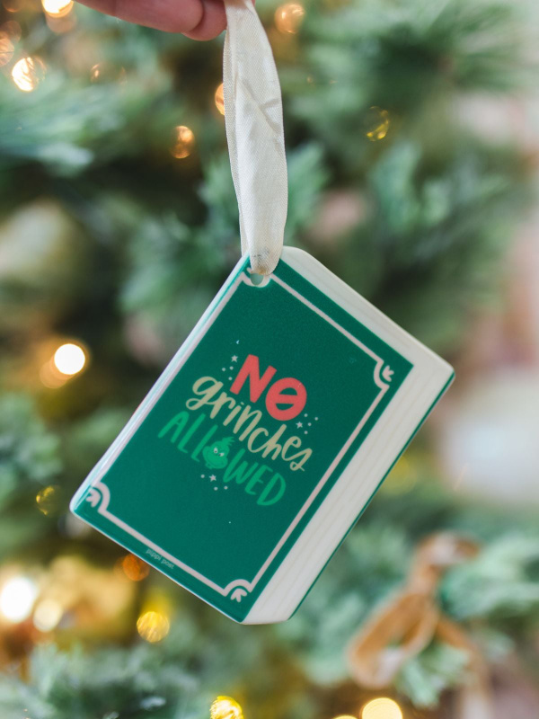 No Grinches Allowed Christmas Book Ornament, 2 of 3