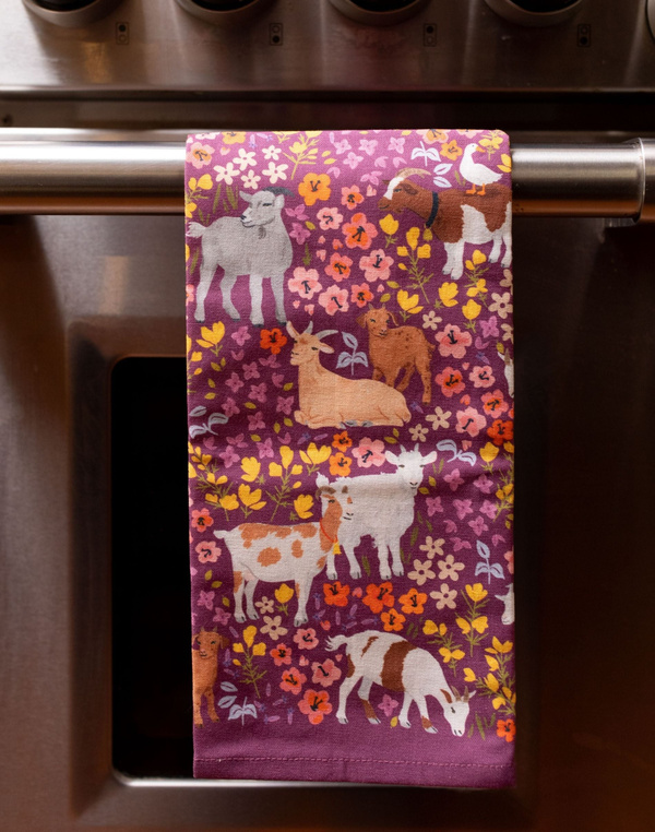 Goats & Flowers Tea Towel, 1 of 6