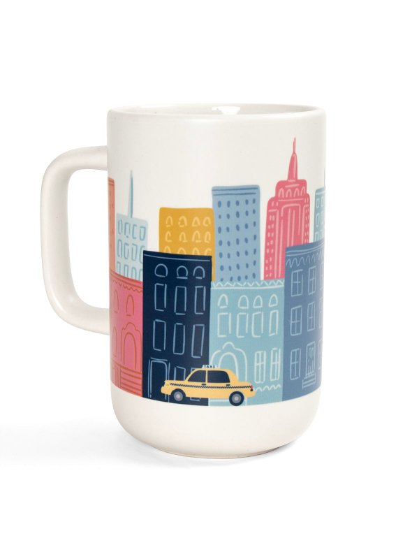 City Skyline & Taxi Cab Tall Ceramic Coffee Mug, 5 of 5