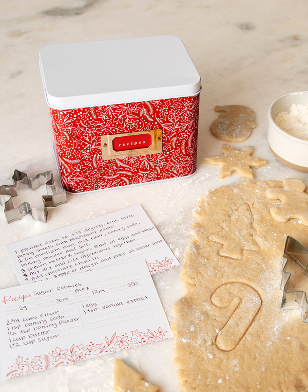 Holiday Floral Tin Recipe Box, 2 of 7