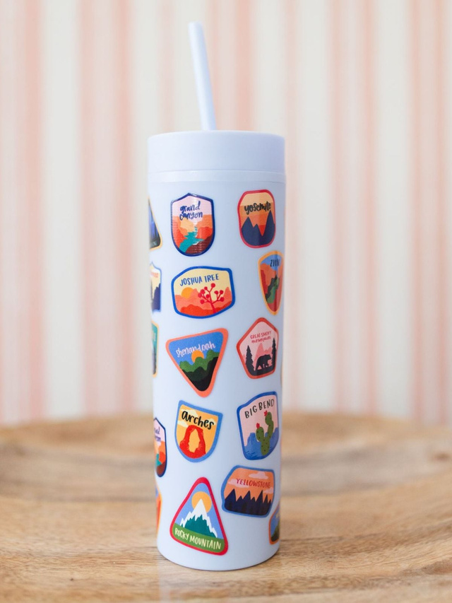 National Park Badges 16oz Skinny Acrylic Tumbler - Sky Blue, 1 of 2
