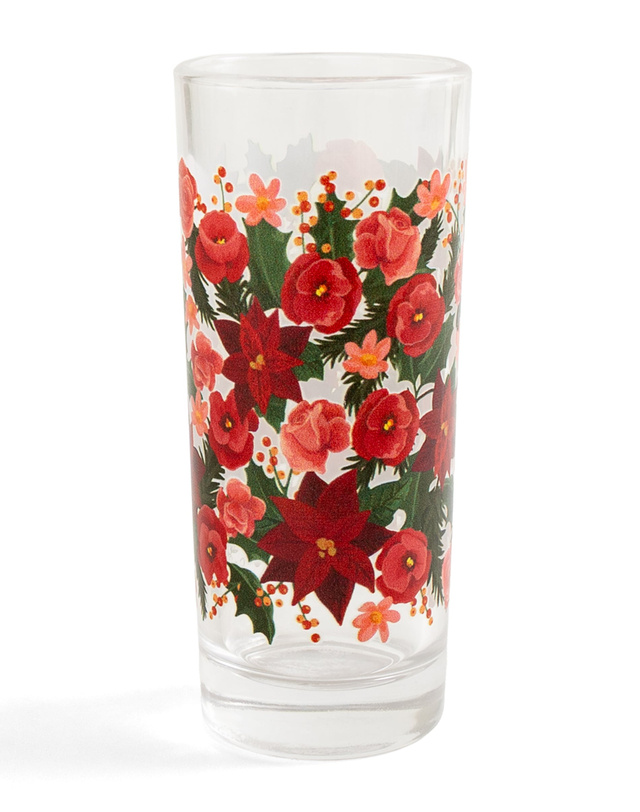 Pink Poinsettia 7.25oz Tall Holiday Juice Glass, 2 of 2