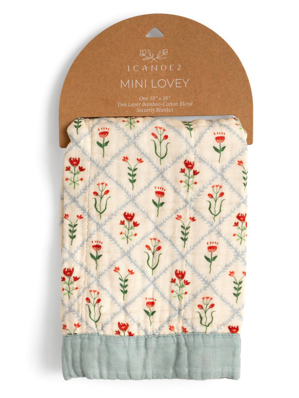 Scandinavian Folk Floral Diamond Baby Lovey Muslin Blanket, 2 of 3