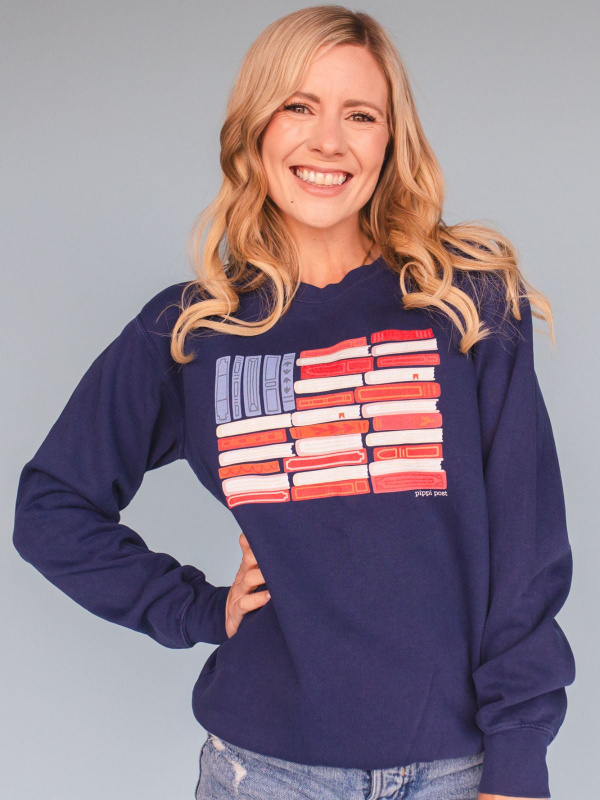 American Flag Books Sweatshirt - True Navy, 1 of 4