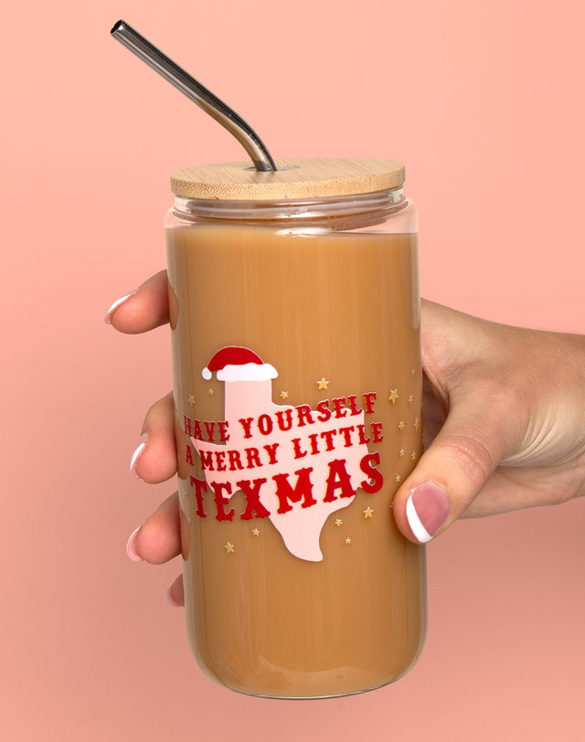 Merry Little Texmas Christmas Western Glass Can, 1 of 3