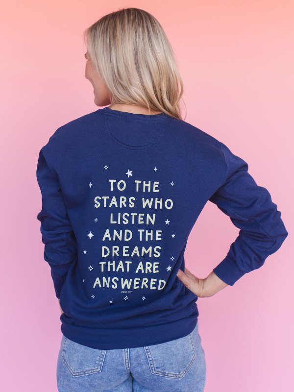 To The Stars Who Listen Romantasy Sweatshirt - True Navy, 1 of 4
