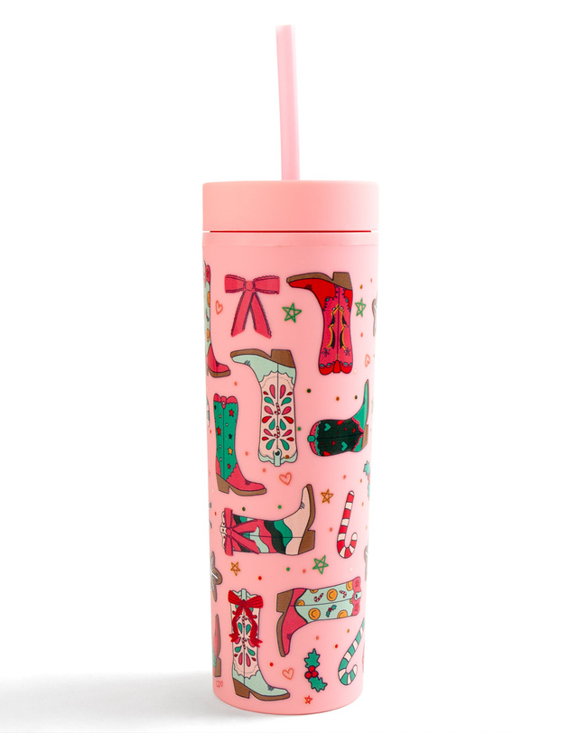 Christmas Western Cowgirl Boots Acrylic Skinny Tumbler, 2 of 5
