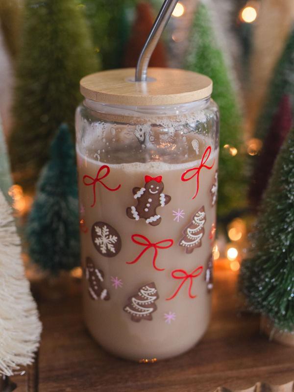 Gingerbread Cookies Christmas Glass Can, 1 of 3