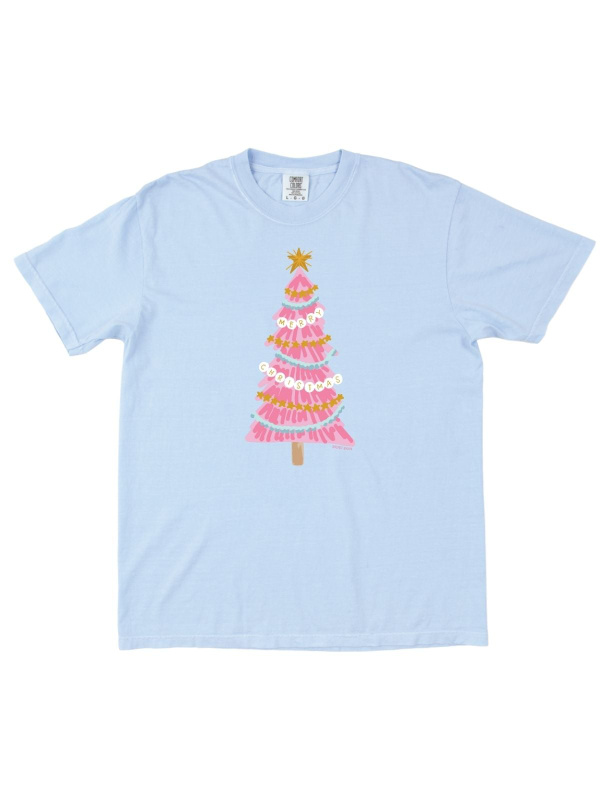 Merry Christmas Pink Tree Tee - Hydrangea, 3 of 3