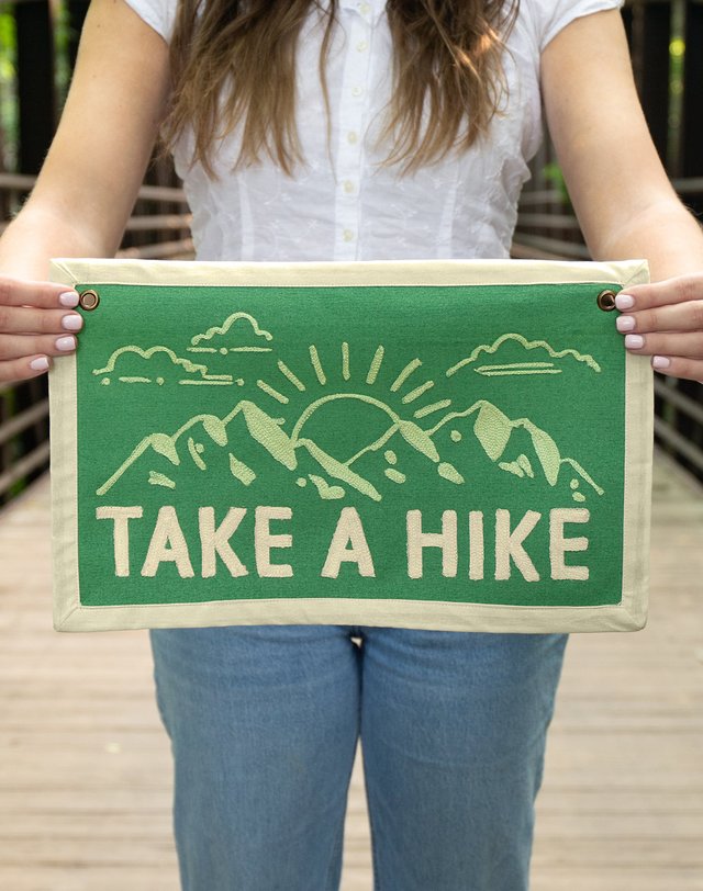 Take A Hike Embroidered Canvas Banner, 1 of 4