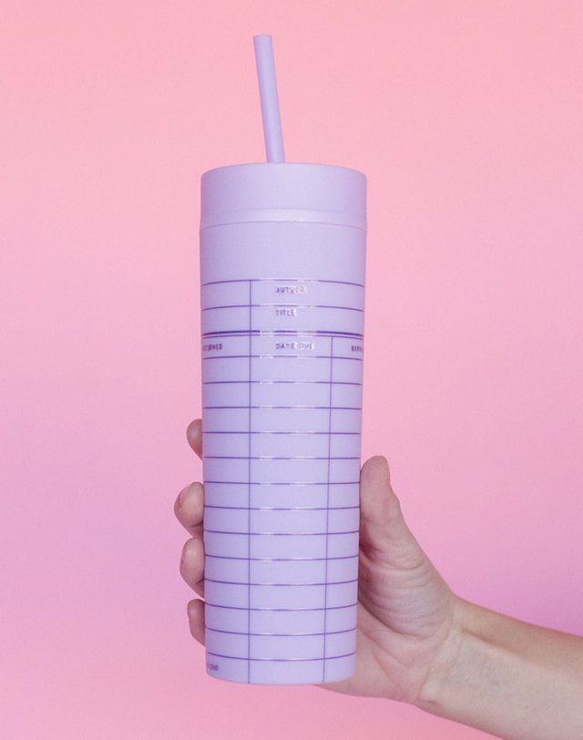 Library Card 16oz Skinny Acrylic Tumbler - Lilac, 1 of 4