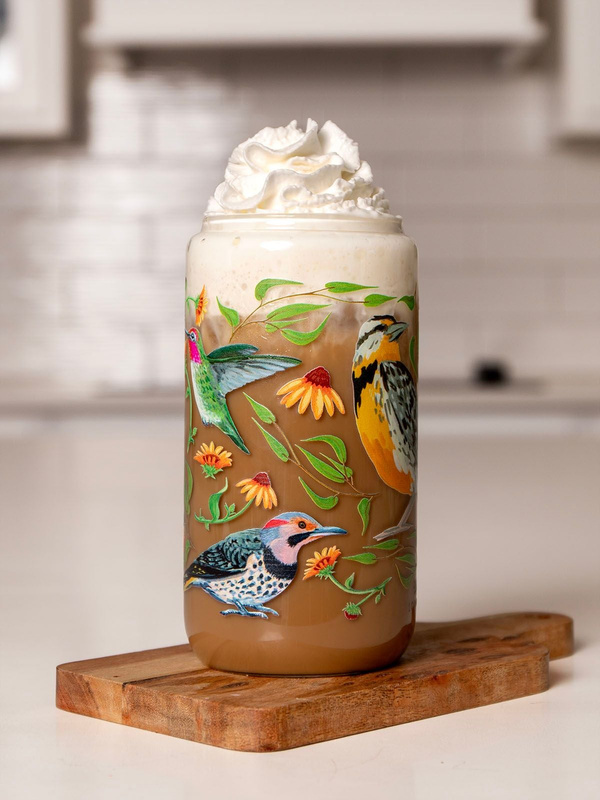 Feathered Friends Birds & Florals Glass Can, 2 of 5