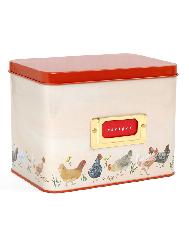Chicken Meadows Tin Recipe Box, 1 of 3
