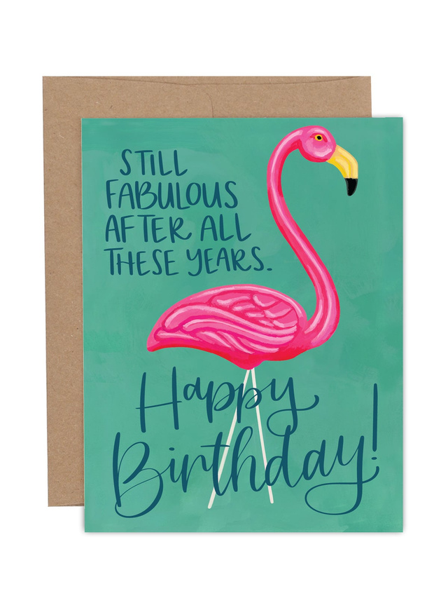 Still Fabulous Flamingo Birthday Greeting Card, 1 of 1