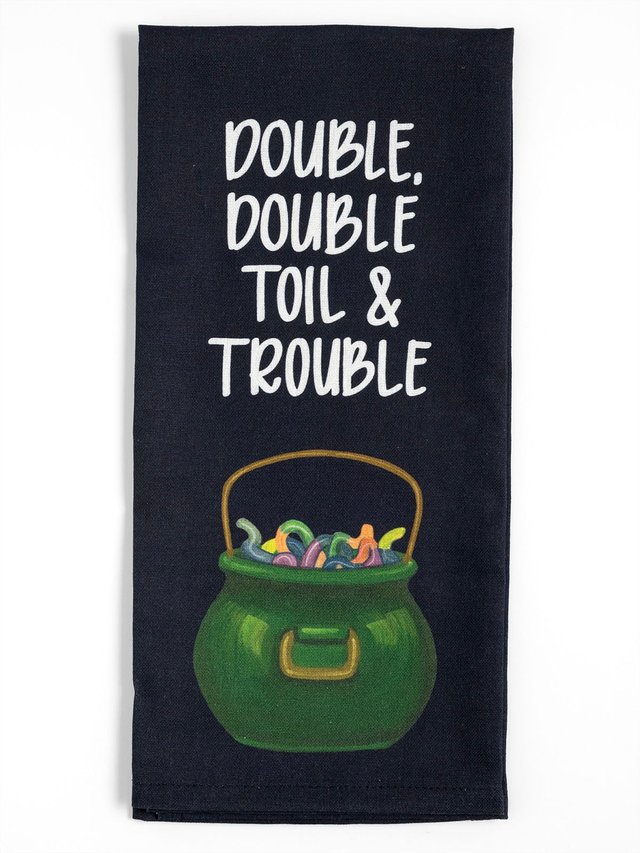 Cauldron Candy Halloween Kitchen Tea Towel, 2 of 3