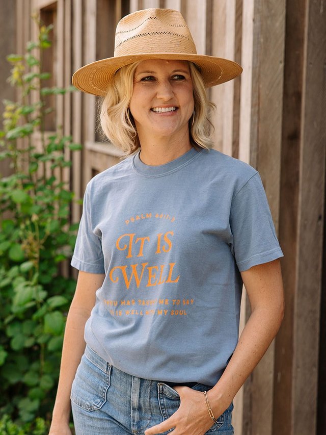 It Is Well With My Soul Faith Tee - Blue Jean, 2 of 6