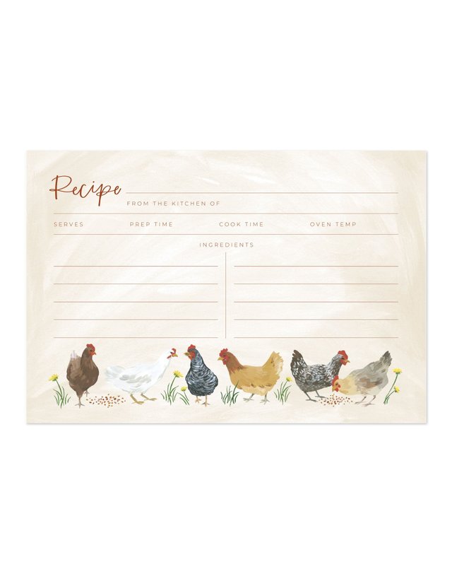 Chicken Meadows Recipe Cards - Set of 50, 2 of 2