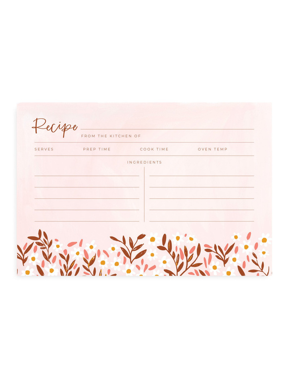 Pink Daisy Recipe Cards - Set of 50, 1 of 6