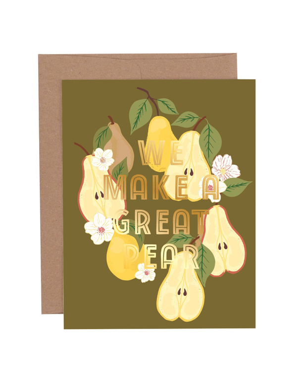 We Make A Great Pear Block Letters Greeting Card, 1 of 1