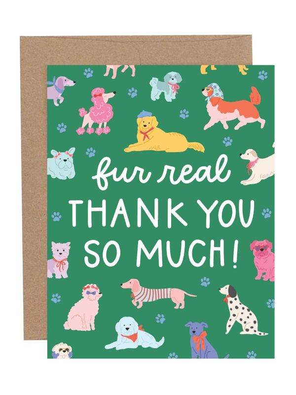 Fur Real Dogs Thank You Greeting Card, 1 of 1