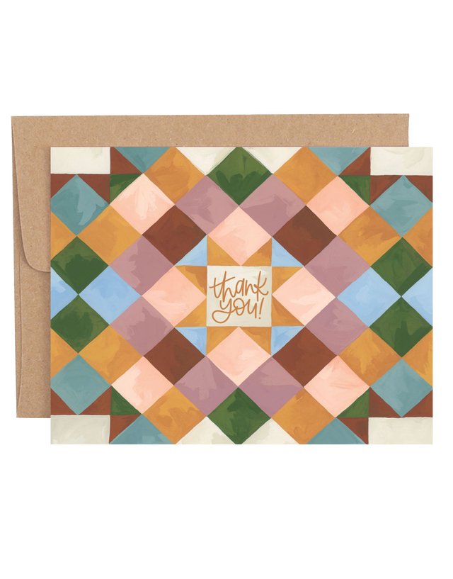 Cozy Quilt Thank You Greeting Card, 1 of 2