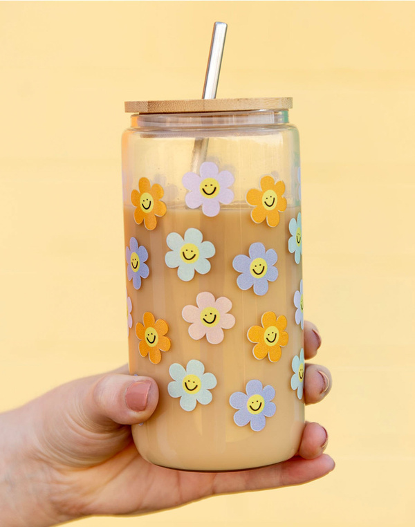 Happy Daisy Glass Can, 1 of 2