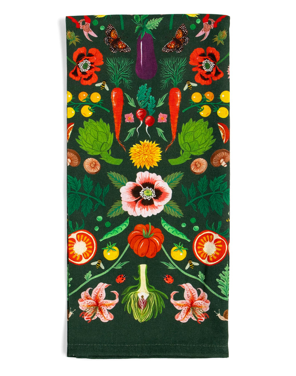 Veggies Folk Floral Tea Towel, 5 of 8