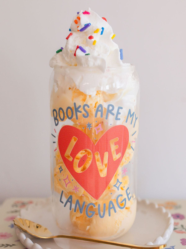 Books Are My Love Language Glass Can, 1 of 4