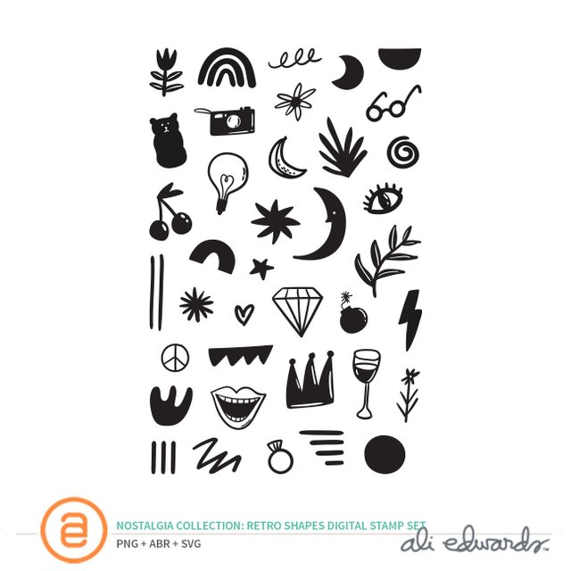 Retro Shapes 4×6 Digital Stamp Set, 1 of 1